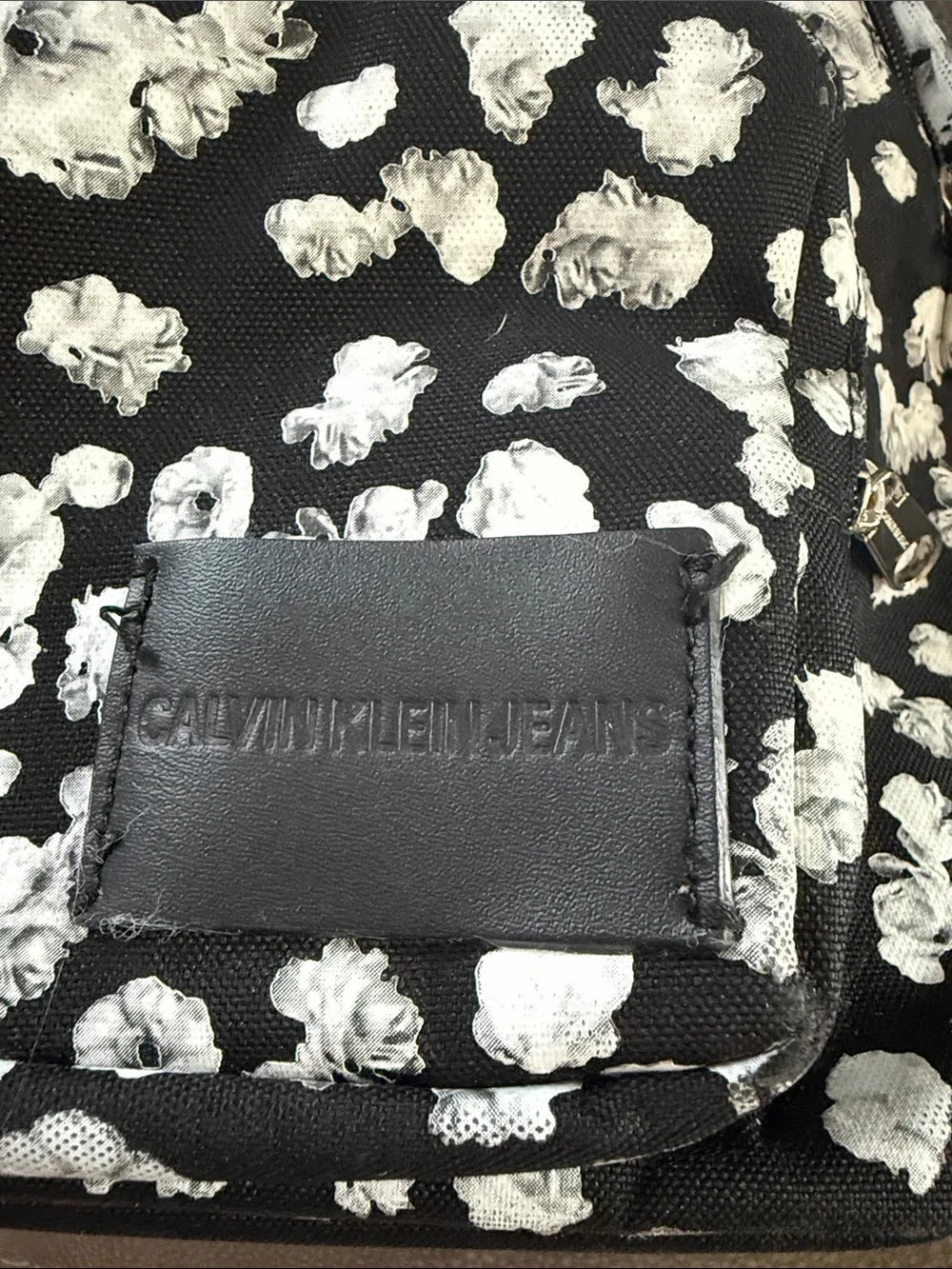 Calvin Klein Jeans Black and White Floral Print Backpack